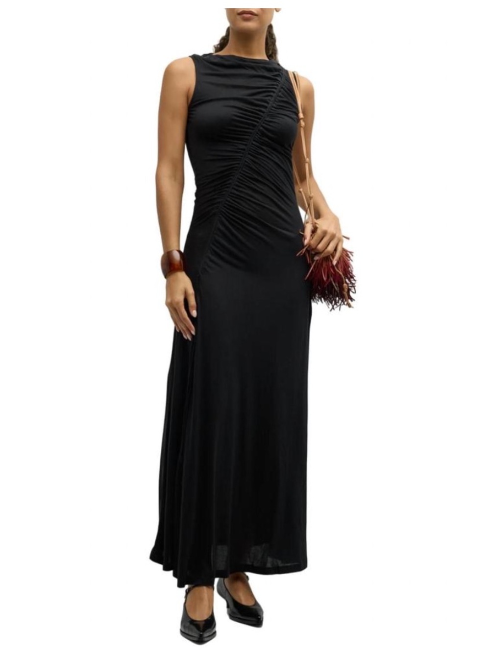 NWT ULLA JOHNSON Natalia Black Dress Long Maxi Designer Minimalist S